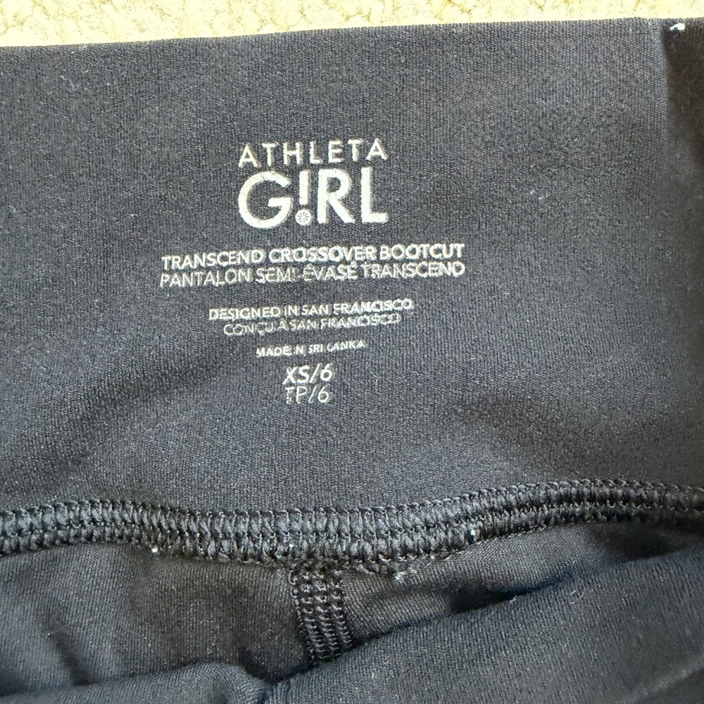 Athleta Girl Black Transcend Crossover Bootcut Leggings - size 6 - Picture 3 of 3
